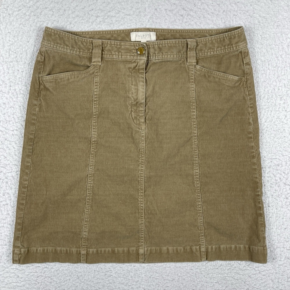 Talbots Skirt Womens 16p Petite Corduroy Casual Neutral Office Travel Workwear